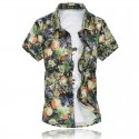 Men's Fashion Shirt Summer Beach Stylish Yarn Golden Floral Pattern
