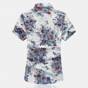 Camisa Branca Floral Masculina Moda Praia Primavera Verão Manga Curta