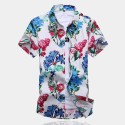 Camisa Floral Masculina Colorida Flores Moda Casual Primavera Verão