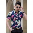 Camisa Floral Masculina Colorida Flores Moda Casual Primavera Verão