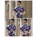 Camisa Floral Masculina Colorida Flores Moda Casual Primavera Verão