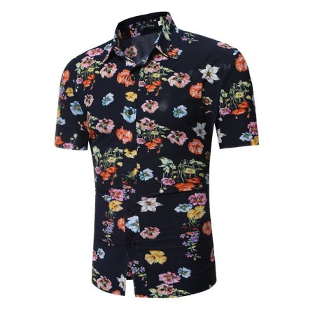 Camisa Casual Floral Masculina Estilo Verão Primavera Jovens