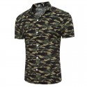 Camisa Masculina Moda Militar Estamapada Casual Estação Moda