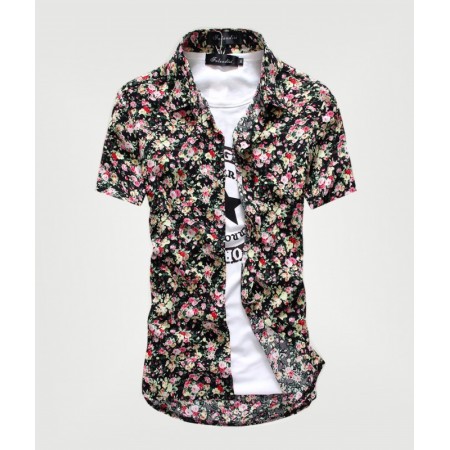 Camisa Florida Estampada Masculina Casual Elegante Verão Praia