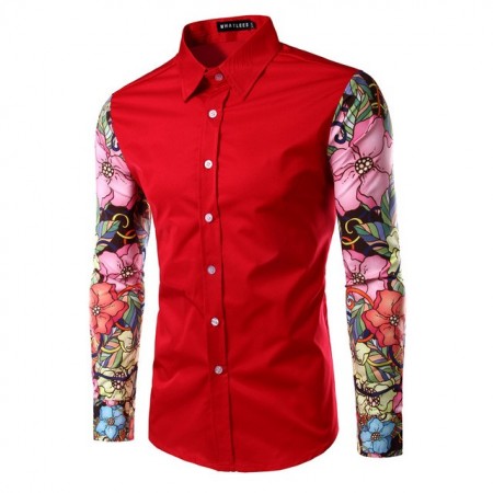 camisa florida masculina manga longa
