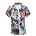 Camisa Masculina Moda Floral Estação Verão Praia Estilo Avaiano