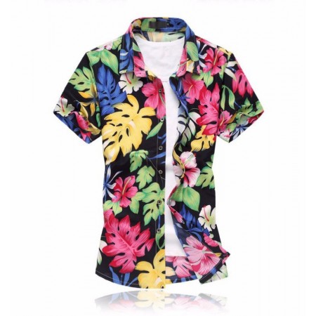 Camisa Estampada Masculina Colorida Moda Praia Verão Da Estação