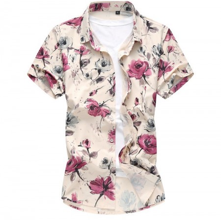 Camisa Casual Masculina Moderna De Flores Desenhos Estamapada Linda