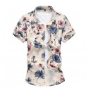 Camisa Casual Masculina Moderna De Flores Desenhos Estamapada Linda