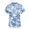 Camisa Masculina Flores Estampadas Tendencia Estação Moda