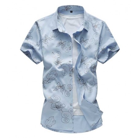 Camisa Estampada Masculina Linda Moda Casual Elegante Jovens