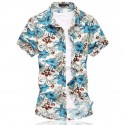 Camisa Floral Estampada Estilo Férias de Verão Havaiana Masculina