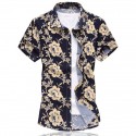 Camisa Floral Estampada Estilo Férias de Verão Havaiana Masculina