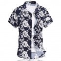 Camisa Floral Estampada Estilo Férias de Verão Havaiana Masculina