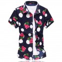 Camisa Floral Estampada Estilo Férias de Verão Havaiana Masculina