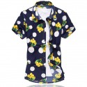 Camisa Floral Estampada Estilo Férias de Verão Havaiana Masculina