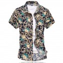 Camisa Floral Estampada Estilo Férias de Verão Havaiana Masculina