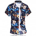 Camisa Floral Estampada Estilo Férias de Verão Havaiana Masculina