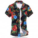 Camisa Floral Estampada Estilo Férias de Verão Havaiana Masculina