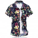 Camisa Floral Estampada Estilo Férias de Verão Havaiana Masculina