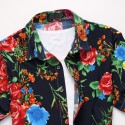 Camisa Floral Estampada Estilo Férias de Verão Havaiana Masculina