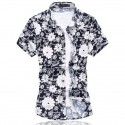 Camisa Floral Estampada Estilo Férias de Verão Havaiana Masculina