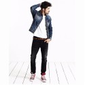 Jaqueta Jeans Masculina Vintage Motoqueiro Rascada e Desbotada