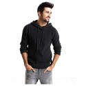 Men's Cold Jacket Long Sleeve Black with Hood Thick