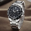 Men's Stylish Quartz Sport Watch Black Chrome Steel Stainless Steel