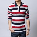 Men's Casual Shirt Polo Striped Long Sleeve Casual Winter Fashion