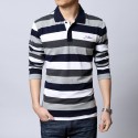 Men's Casual Shirt Polo Striped Long Sleeve Casual Winter Fashion