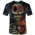 Camisa Temática Caveira 3D Estampada Masculina Manga Curta