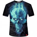 Camisa Preta Temática Caveira 3D Estampada Masculina Manga Curta