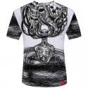 Camisa Preta Temática Caveira 3D Estampada Masculina Manga Curta