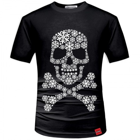 Camisa Preta Temática Caveira 3D Estampada Masculina Manga Curta