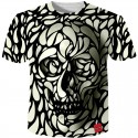 Camisa Preta Temática Caveira 3D Estampada Masculina Manga Curta