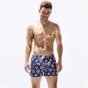 Short de Banho Masculino Curto Azul Floral Moda Praia Listras Brancas