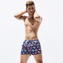 Short de Banho Masculino Curto Azul Floral Moda Praia Listras Brancas