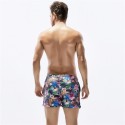 Short de Banho Masculino Curto Azul Floral Moda Praia Listras Brancas