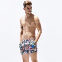 Short de Banho Masculino Curto Azul Floral Moda Praia Listras Brancas