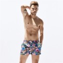 Short de Banho Masculino Curto Azul Floral Moda Praia Listras Brancas