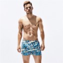 Short de Praia Listrado Marinheiro Floral Masculino Curto Branco