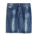 Bermuda Jeans Masculina Slim Fit Casual Azul Claro Lisa Alta Custura