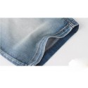 Bermuda Jeans Masculina Slim Fit Casual Azul Claro Lisa Alta Custura