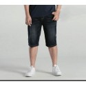 Bermuda Masculina Jeans Escuro Casual Regular Ajustável Lisa Básica