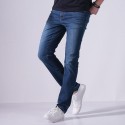 Calça Masculina Jeans Corte Reto Azul Clássico Justa Estilo Casual