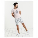 Bermuda Masculina Branda Estampada Passaros Skinny Curto Moda Praia