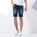 Bermuda Jeans Escuro Masculina Skinny Casual Curto no Joelho