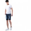 Bermuda Jeans Escuro Masculina Skinny Casual Curto no Joelho