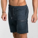 Men's Casual Short Navy Blue Above Knee Adjustable Workout